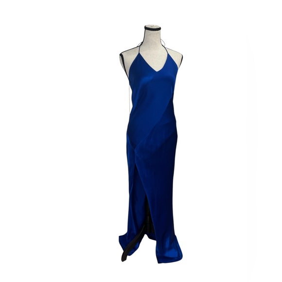 Michelle Mason Bias Cut Open Back Silk Gown in Sky blue Sz.0 - Picture 1 of 14